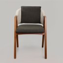 Ver imagem 2 de Cadeira Estofada com Braço para Sala de Jantar Base Fixa Madeira Maciça Danna Hope Linho Off/linho V