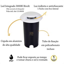 6 Embutido De Solo 1 Facho Led Redondo 1w 3000k Escada Acl27 - 2