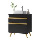 Ver imagem 1 de Gabinete Banheiro 1 Porta e 1 Gaveta Retrô 70cm Multimóveis V5024 Preto