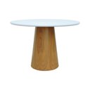 Ver imagem 1 de Mesa de Jantar Tampo em Vidro Base Cone Ø120 Laminado Cinamomo Natural-tampo Ø120cm Branco/vidro