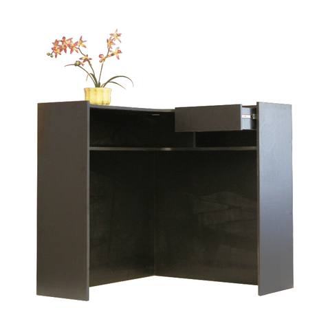 Balcão L Atendimento Caixa Recepção de Canto - Consultório Loja Valet Mdf Preto