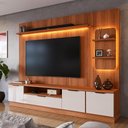 Ver imagem 1 de Estante Home para Tv até 75 Polegadas Noble 225cm com Torre Nicho Led Jequitiba/off White