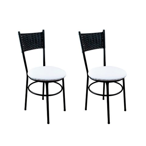 Conjunto 2 Cadeiras Pretas para Cozinha Viena Preta:Branco