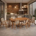 Ver imagem 2 de Mesa de Jantar com 04 Cadeiras sem Braço e 02 Cadeiras com Braço Trammare C07 Corda Náutica Areia