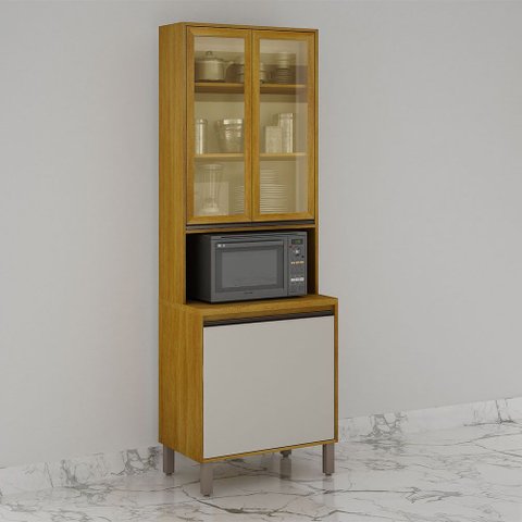 Paneleiro Cristaleira Nala 2 Portas Espaço para Microondas Mobilihouse