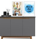 Ver imagem 2 de Kit 2 Quadros Divertidos Banheiro - Girafa 45x34cm - com Vidro:moldura Branca