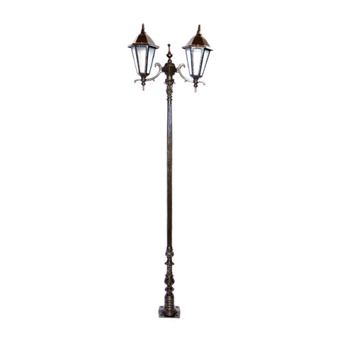 Poste Colonial Jardim Verona 02 Luminárias Alumínio 211cm