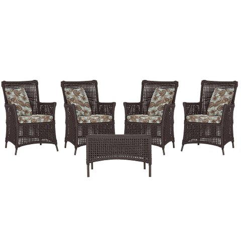 4 Poltronas e 1 Mesa Igapó em Alumínio Pintura Marrom Corda Náutica Estofado 6