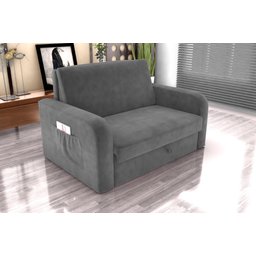 Sofá Cama Daiane 2 Lugares com Baú Veludo Cinza Matrix - 2