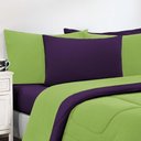 Ver imagem 3 de Kit Edredom + Jogo de Lençol Malha 100% Algodão Gran Moratta 7 Peças Queen - Verde Pistache-roxo