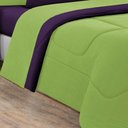 Ver imagem 4 de Kit Edredom + Jogo de Lençol Malha 100% Algodão Gran Moratta 7 Peças Queen - Verde Pistache-roxo