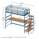 Ver imagem 3 de Cama Alta com Escrivaninha Multifuncional em Aço Carbono Tubular Teko Casatema MadeiraOriginals Azul