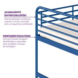 Cama Alta com Escrivaninha Multifuncional em Ferro Aço Carbono Tubular Teko Casatema - 7
