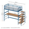 Cama Alta com Escrivaninha Multifuncional em Aço Carbono Tubular Teko Casatema MadeiraOriginals - 3