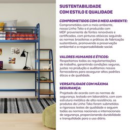 Cama Alta com Escrivaninha Multifuncional em Ferro Aço Carbono Tubular Teko Casatema - 12