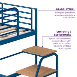 Cama Alta com Escrivaninha Multifuncional em Ferro Aço Carbono Tubular Teko Casatema - 6