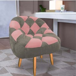 Kit 02 Poltrona Paloma Escritório Sala Pé Palito Suede Cappuccino e Suede Rose - Dominic Decor - 2