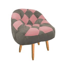 Kit 02 Poltrona Paloma Escritório Sala Pé Palito Suede Cappuccino e Suede Rose - Dominic Decor - 3