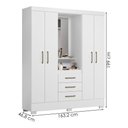 Ver imagem 3 de Guarda Roupa Casal Capela 4 Portas 164 Cm Paris Branco Rosa Flex Armoveis