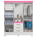 Ver imagem 4 de Guarda Roupa Casal Capela 4 Portas 164 Cm Paris Branco Rosa Flex Armoveis