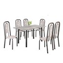 Ver imagem 2 de Conjunto Sala de Jantar com 6 Cadeiras Lara Prata/Bege