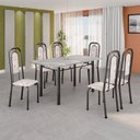 Ver imagem 1 de Conjunto Sala de Jantar com 6 Cadeiras Lara Prata/Bege