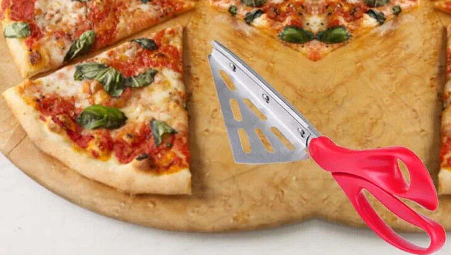 Ver imagem 5 de Tesoura Profissional de Pizza Walfos, Tesoura Aço Inoxidável Antiaderente com Cabo Borracha Macia