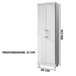 Armário Multiuso 2 Portas 188x50 Sapateira Branco Repleta - 3