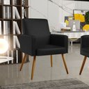 Ver imagem 2 de Poltrona Decorativa para Sala de Estar Maria W01 Pés Palito Couríssimo Preto - Lyam Decor