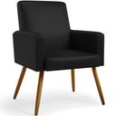 Ver imagem 1 de Poltrona Decorativa para Sala de Estar Maria W01 Pés Palito Couríssimo Preto - Lyam Decor