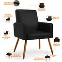 Ver imagem 3 de Poltrona Decorativa para Sala de Estar Maria W01 Pés Palito Couríssimo Preto - Lyam Decor
