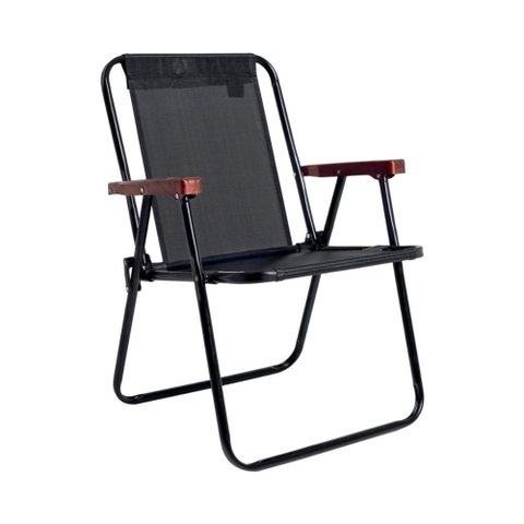Cadeira Alta Aço Camping Praia Varanda Wood 110kg Mor