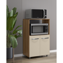 Ver imagem 1 de Amário Multiuso Tais 60cm 2 Portas 1 Nicho para Microondas - Savana/off White Móblis