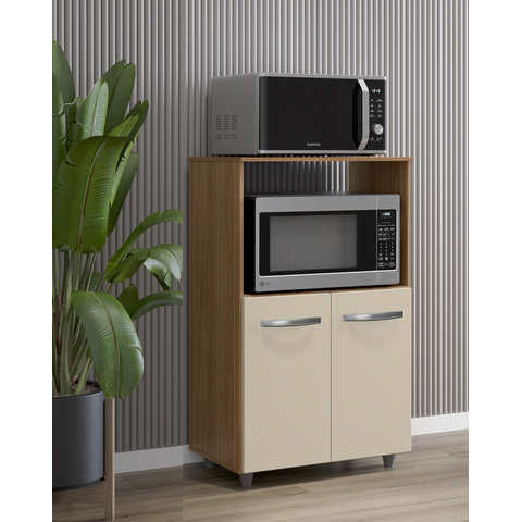 Amário Multiuso Tais 60cm 2 Portas 1 Nicho para Microondas - Savana/Off White Móblis