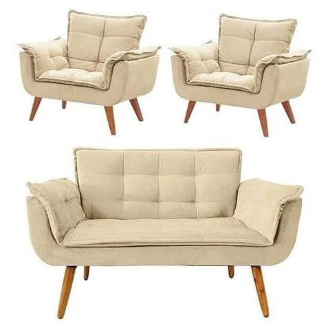 Conjunto de Poltronas 2 Opalas 1 Namoradeira Bege