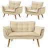 Conjunto de Poltronas 2 Opalas 1 Namoradeira Bege - 1