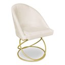 Ver imagem 7 de Kit 08 Cadeiras Poltrona de Jantar Bela Veludo Base Metálica Luxo Dourado - Pallazio Cor Bege