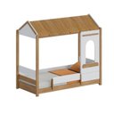 Ver imagem 2 de Cama Casinha Solteiro Reversível com Grade e Janela de LED Aria Casatema MadeiraOriginals Marrom/Nogueira/Branco