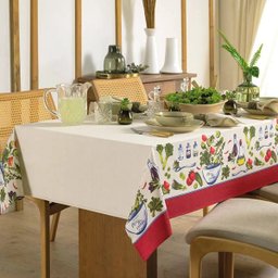 Toalha de Mesa Karsten Retangular 6 Lugares Limpa Fácil Salada - 1