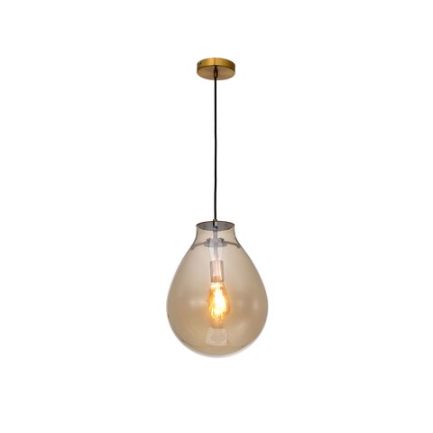 Pendente Dourado com Vidro Champanhe 40cm 1e27 14612-pl