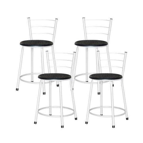Banqueta Baixa Ratan Branca Cristal 4un - Preto