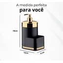Ver imagem 3 de Porta Detergente Dispenser Pia Eleganza Luxo Preto - Dourado