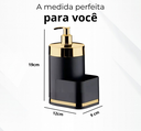 Ver imagem 3 de Porta Detergente Dispenser Pia Eleganza Luxo Preto - Dourado