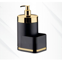 Ver imagem 1 de Porta Detergente Dispenser Pia Eleganza Luxo Preto - Dourado