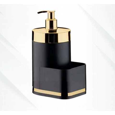 Porta Detergente Dispenser Pia Eleganza Luxo Preto - Dourado