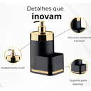 Ver imagem 2 de Porta Detergente Dispenser Pia Eleganza Luxo Preto - Dourado