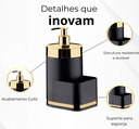 Ver imagem 2 de Porta Detergente Dispenser Pia Eleganza Luxo Preto - Dourado