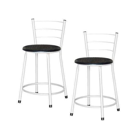 Banqueta Baixa Ratan Branca Cristal 2un - Preto