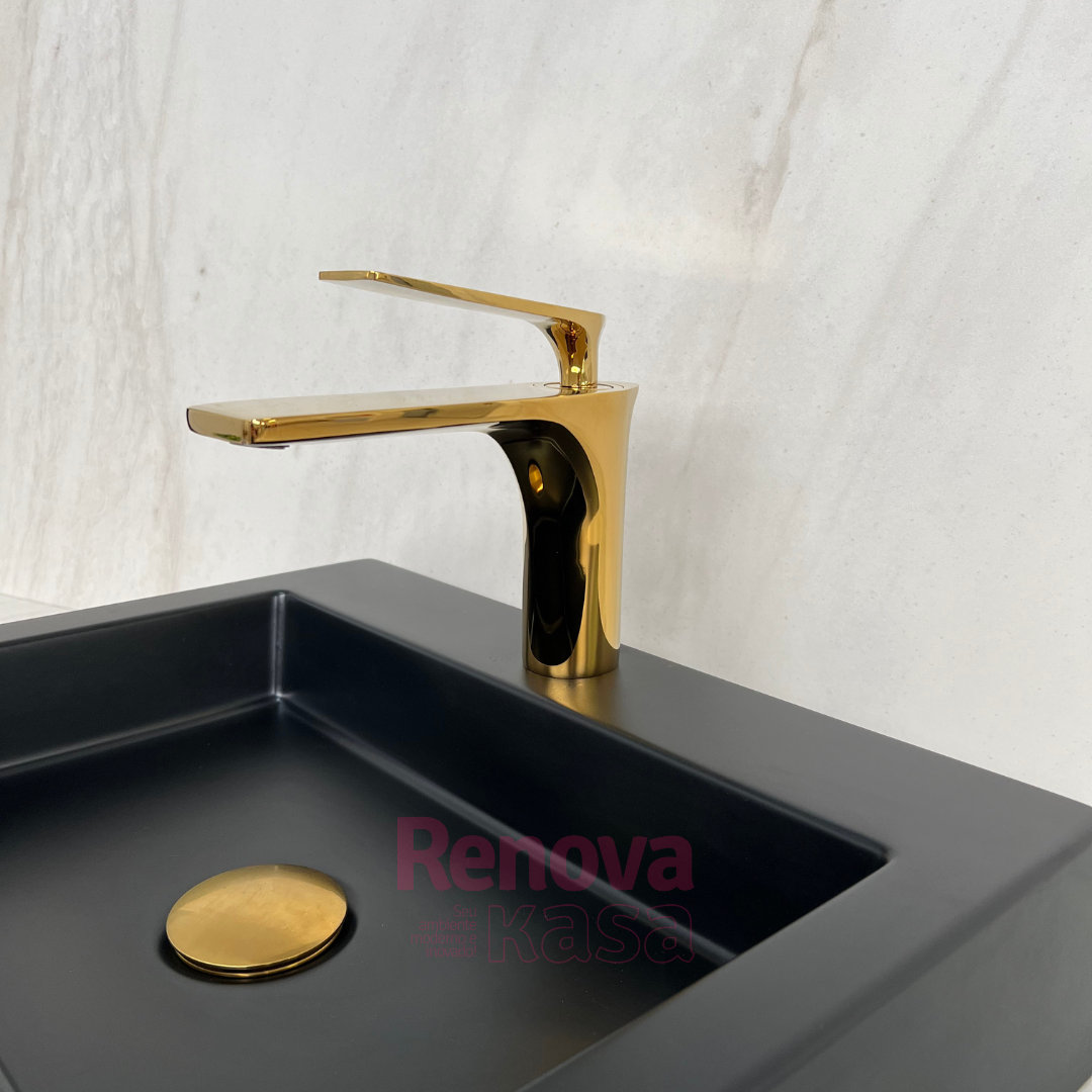 Torneira Monocomando Bica Baixa Dourada Gold Luxo Banheiro Lavabo Inovartte In36 - 3
