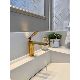 Torneira Monocomando Bica Baixa Dourada Gold Luxo Banheiro Lavabo Inovartte In36 - 5